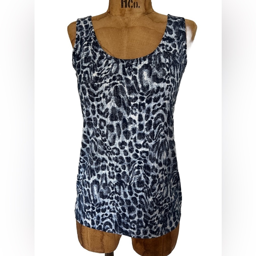 Chico's Blue and White Animal Print Tank Top NWOT size 0